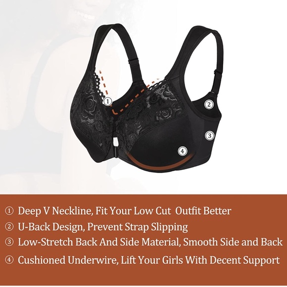 Intimates & Sleepwear | Haci Womens Front Closure Bra Underwire Unpadded Plus Size Full Coverage